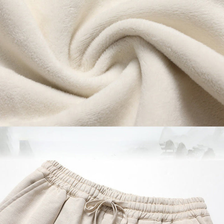 Buddha Stones Solid Tang Suit Traditional Fleece Lined Uniform Long Sleeve Top Pants Men's Set - image 9