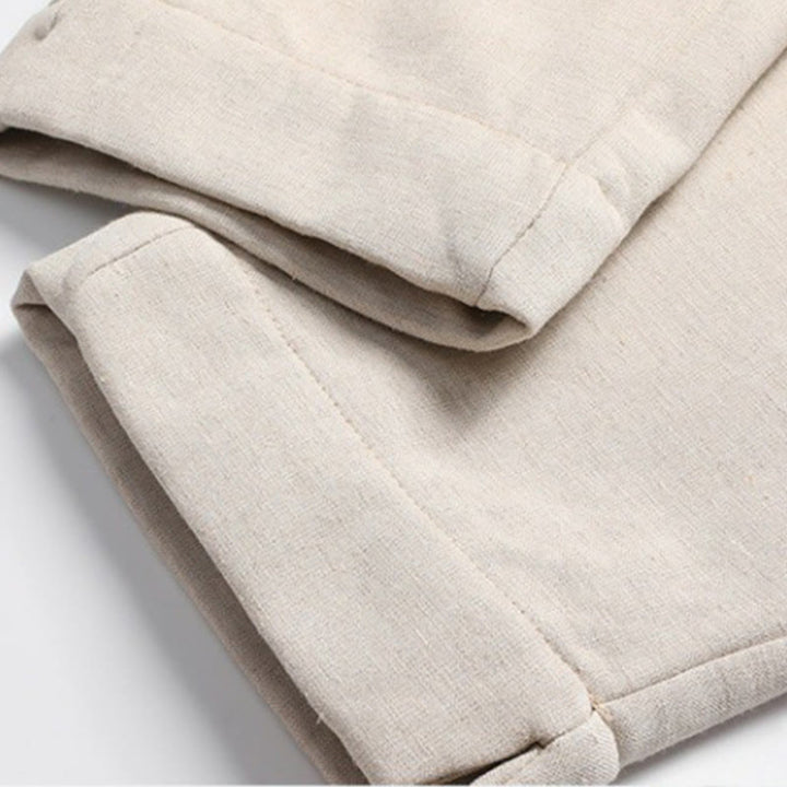 Buddha Stones Solid Tang Suit Traditional Fleece Lined Uniform Long Sleeve Top Pants Men's Set - image 8