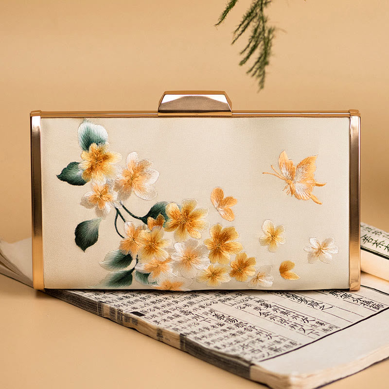 Buddha Stones Carnation Peony Begonia Su Embroidery Wedding Shopping Purse Handbag Crossbody Bag - Champagne (Begonia)20*11cm - image 22