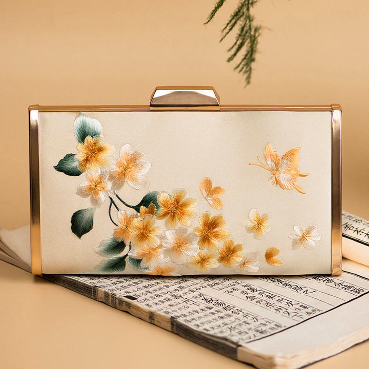 Buddha Stones Carnation Peony Begonia Su Embroidery Wedding Shopping Purse Handbag Crossbody Bag - Champagne (Begonia)20*11cm - image 22