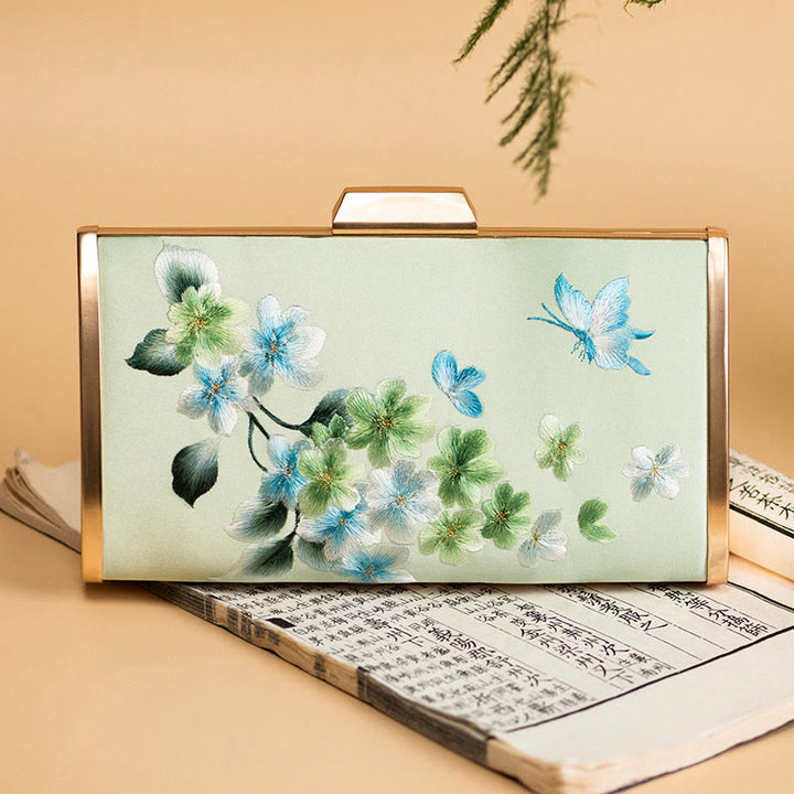 Buddha Stones Carnation Peony Begonia Su Embroidery Wedding Shopping Purse Handbag Crossbody Bag - Fruit Green (Begonia)20*11cm - image 23