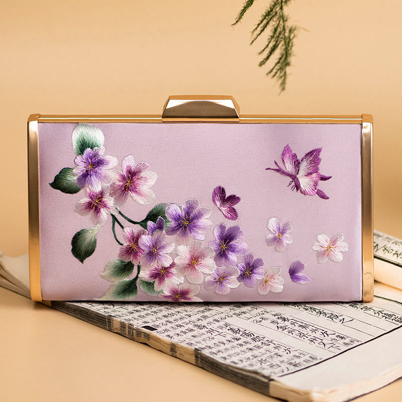 Buddha Stones Carnation Peony Begonia Su Embroidery Wedding Shopping Purse Handbag Crossbody Bag - Lavender (Begonia)20*11cm - image 24