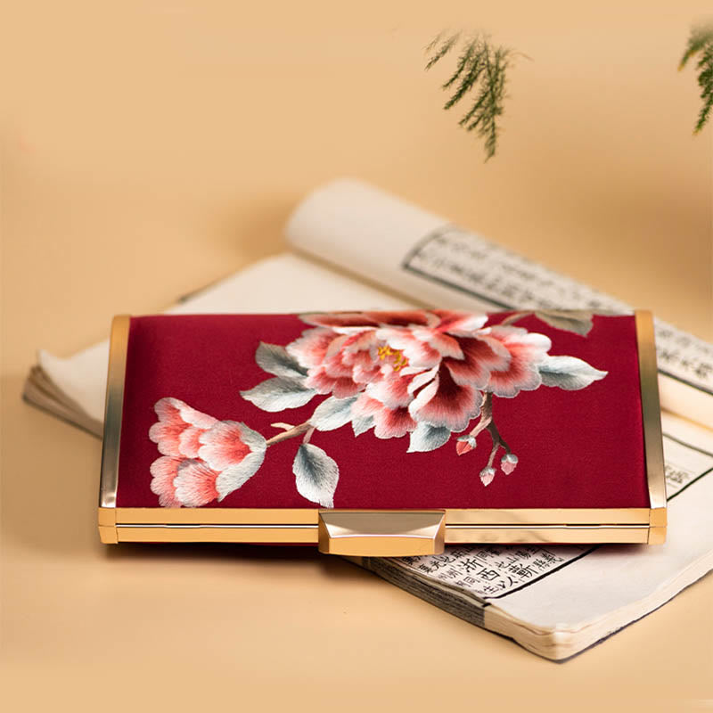 Buddha Stones Carnation Peony Begonia Su Embroidery Wedding Shopping Purse Handbag Crossbody Bag - image 7