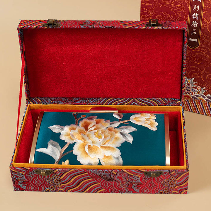 Buddha Stones Carnation Peony Begonia Su Embroidery Wedding Shopping Purse Handbag Crossbody Bag - image 13