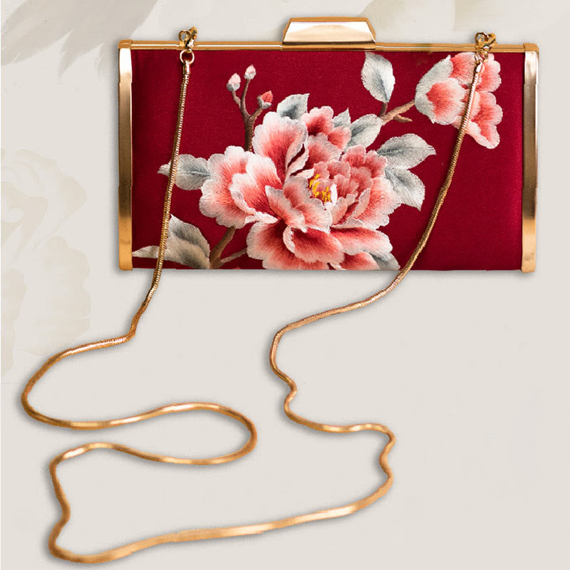 Buddha Stones Carnation Peony Begonia Su Embroidery Wedding Shopping Purse Handbag Crossbody Bag - image 6