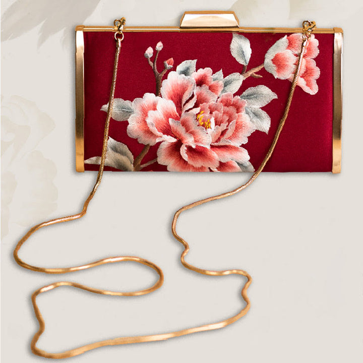 Buddha Stones Carnation Peony Begonia Su Embroidery Wedding Shopping Purse Handbag Crossbody Bag - image 6