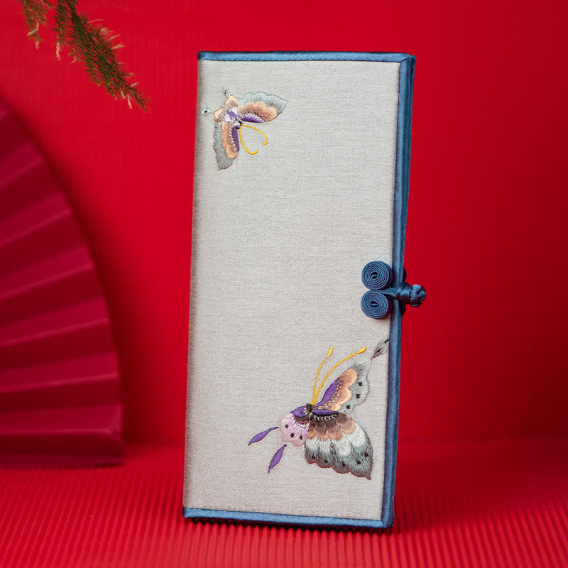 Buddha Stones Butterfly Orchid Su Embroidery Journey Shopping Purse Handbag  - Gray (Butterfly) 20*11cm - image 1