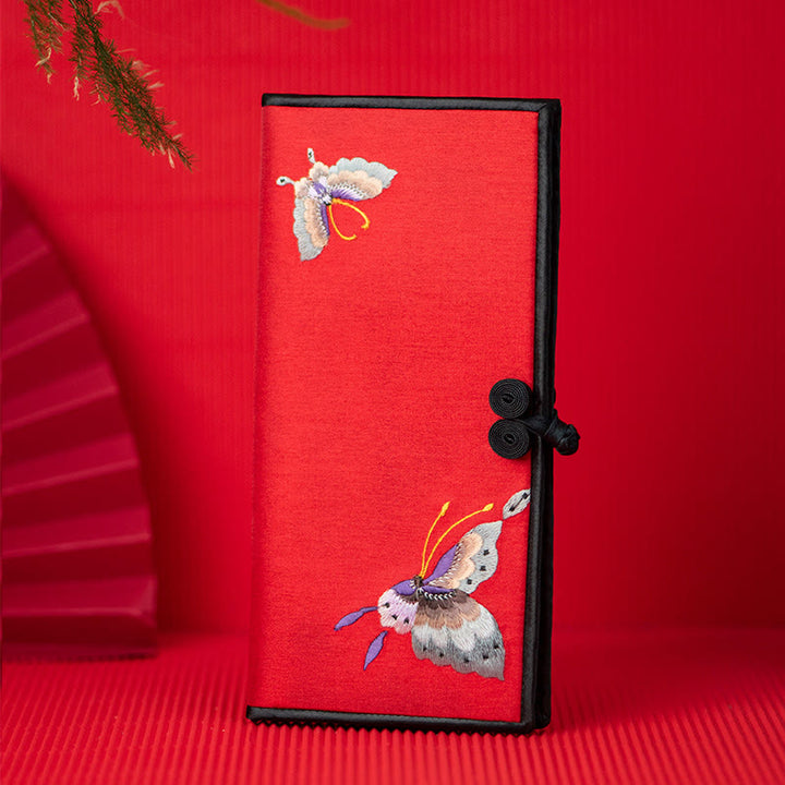 Buddha Stones Butterfly Orchid Su Embroidery Journey Shopping Purse Handbag  - Red (Butterfly) 20*11cm - image 4