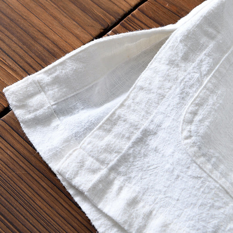 Buddha Stones Frog-Button Chinese Tang Suit Cotton Linen Men Jacket Shirt With Pockets - image 13