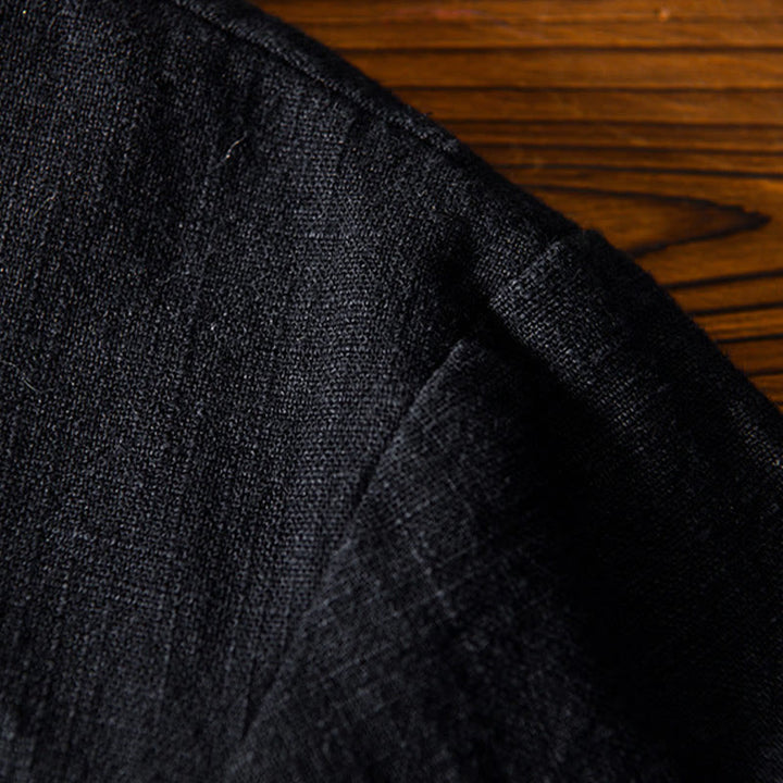 Buddha Stones Frog-Button Chinese Tang Suit Cotton Linen Men Shirt With Pockets - image 17