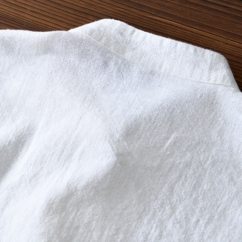 Buddha Stones Frog-Button Chinese Tang Suit Cotton Linen Men Jacket Shirt With Pockets - image 9