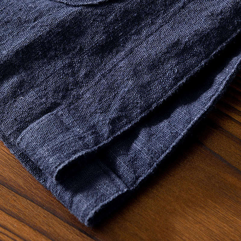 Buddha Stones Frog-Button Chinese Tang Suit Cotton Linen Men Shirt With Pockets - image 31