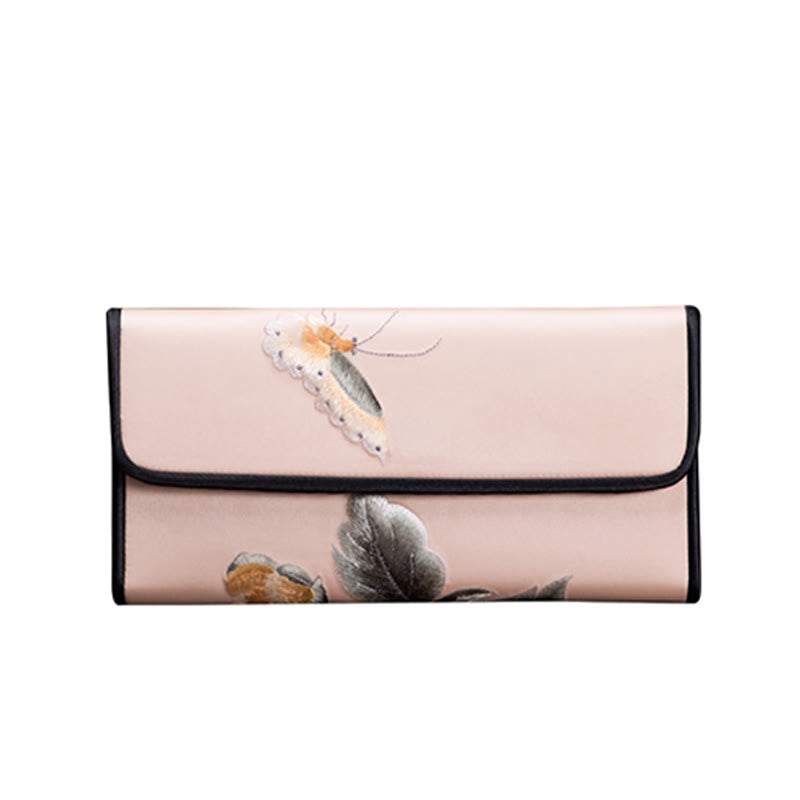 Buddha Stones Peony Flower Su Embroidery Journey Shopping Long Purse Handbag  - image 9