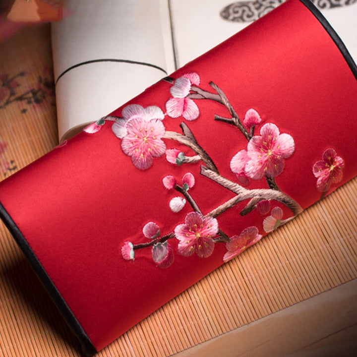 Buddha Stones Plum Bossom Su Embroidery Journey Shopping Long Purse Handbag  - image 0