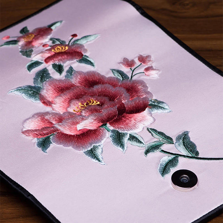 Buddha Stones Peony Su Embroidery Journey Shopping Long Purse Handbag  - image 10