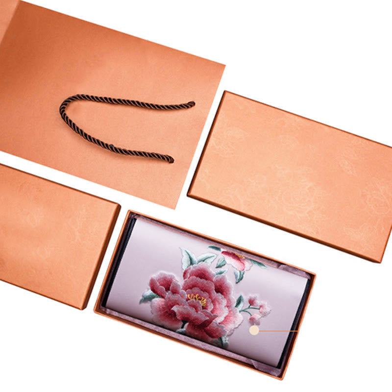 Buddha Stones Peony Su Embroidery Journey Shopping Long Purse Handbag  - image 11