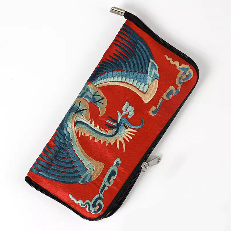 Buddha Stones Mythical Beast Phoenix Dragon Qilin Su Embroidery Ticket Folder Storage Journey Shopping Purse Handbag  - image 11