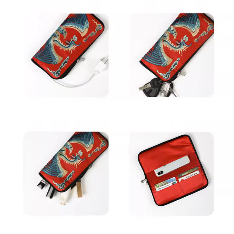 Buddha Stones Mythical Beast Phoenix Dragon Qilin Su Embroidery Ticket Folder Storage Journey Shopping Purse Handbag  - image 5