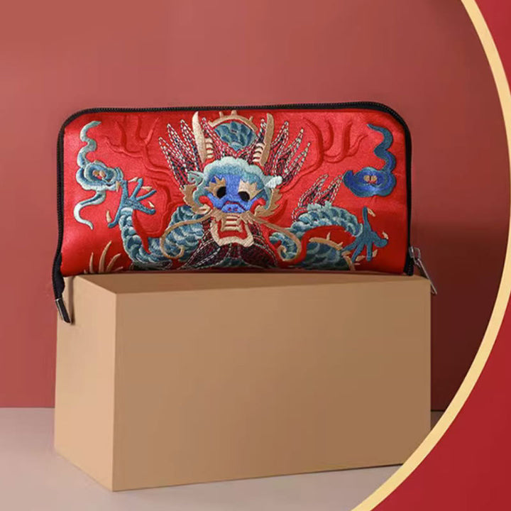 Buddha Stones Mythical Beast Phoenix Dragon Qilin Su Embroidery Ticket Folder Storage Journey Shopping Purse Handbag  - image 13