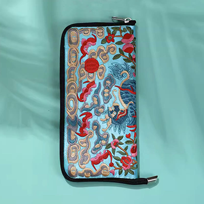 Buddha Stones Mythical Beast Phoenix Dragon Qilin Su Embroidery Ticket Folder Storage Journey Shopping Purse Handbag  - image 34