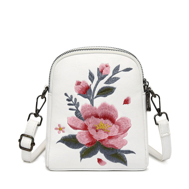 Buddha Stones Lotus Su Embroidery Journey Shopping Purse Shoulder Bag Crossbody Bag - White (15*7*18cm) - image 7