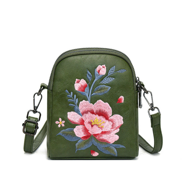 Buddha Stones Lotus Su Embroidery Journey Shopping Purse Shoulder Bag Crossbody Bag - Light Green (15*7*18cm) - image 9