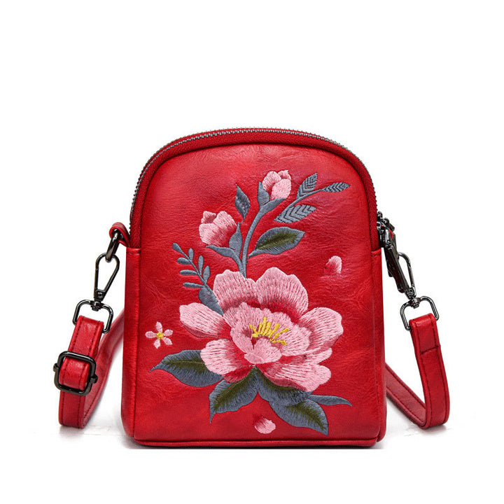 Buddha Stones Lotus Su Embroidery Journey Shopping Purse Shoulder Bag Crossbody Bag - Red (15*7*18cm) - image 20