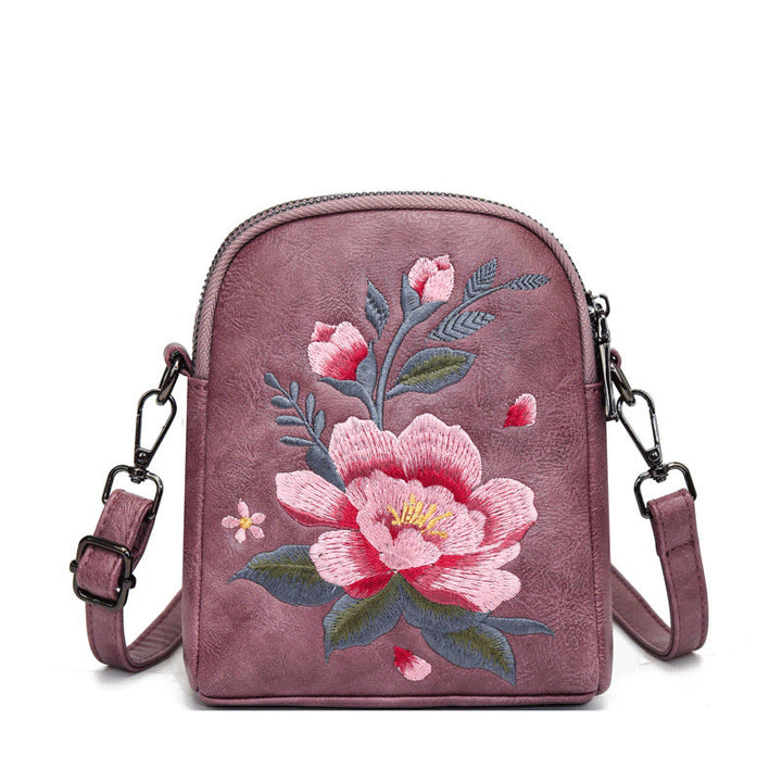 Buddha Stones Lotus Su Embroidery Journey Shopping Purse Shoulder Bag Crossbody Bag - Taro Purple (15*7*18cm) - image 24