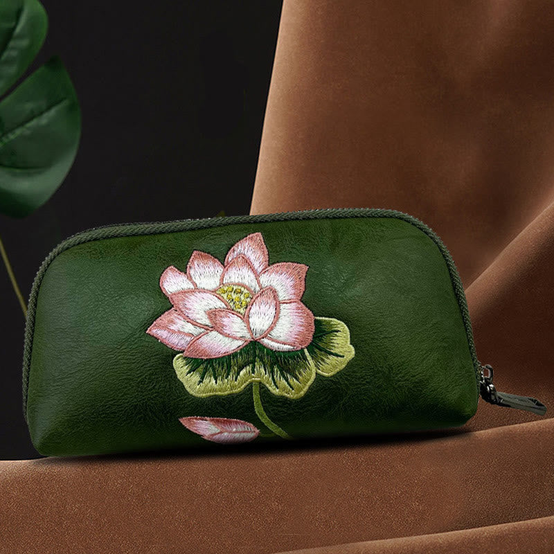 Buddha Stones Lotus Su Embroidery Journey Shopping Purse Handbag - image 0