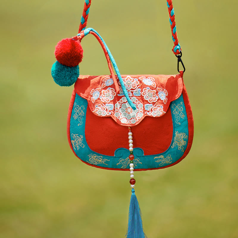 Buddha Stones Ethnic Style Su Embroidery Journey Shopping Shoulder Bag Handbag Crossbody Bag - Ethnic Style(20*21cm) - image 0