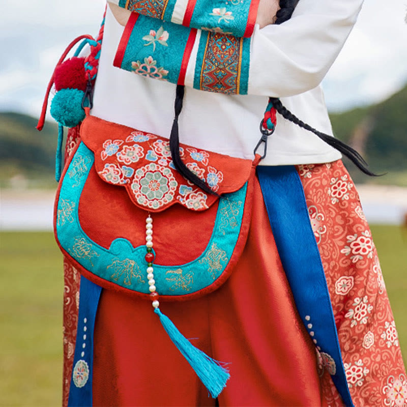 Buddha Stones Ethnic Style Su Embroidery Journey Shopping Shoulder Bag Handbag Crossbody Bag - image 1