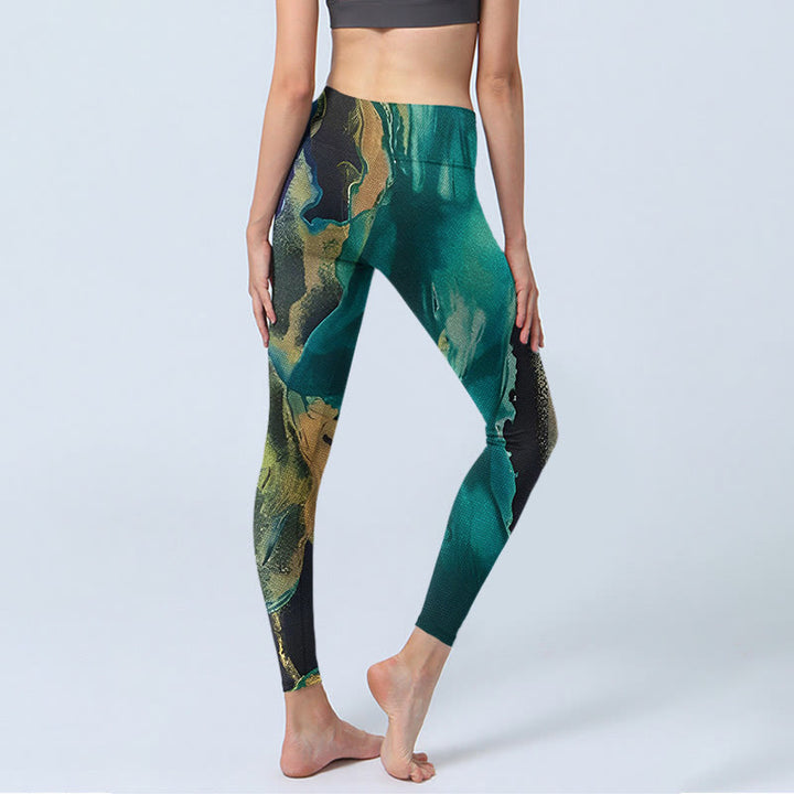 Buddha Stones DarkCyan Natural Landscapes Exercise Leggings Women's Yoga Pants - image 4
