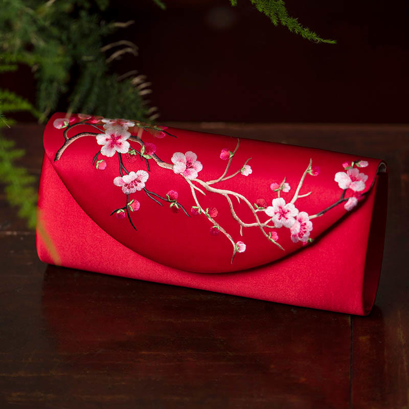 Buddha Stones Plum Bossom Tulip Su Embroidery Wedding Shopping Purse Handbag Crossbody Bag - image 0