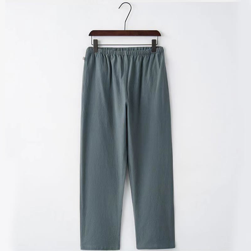 Buddha Stones 2Pcs Tang Suit Traditional Frog-Button Uniform Long Sleeve Shirt Pants Men's Set - image 9