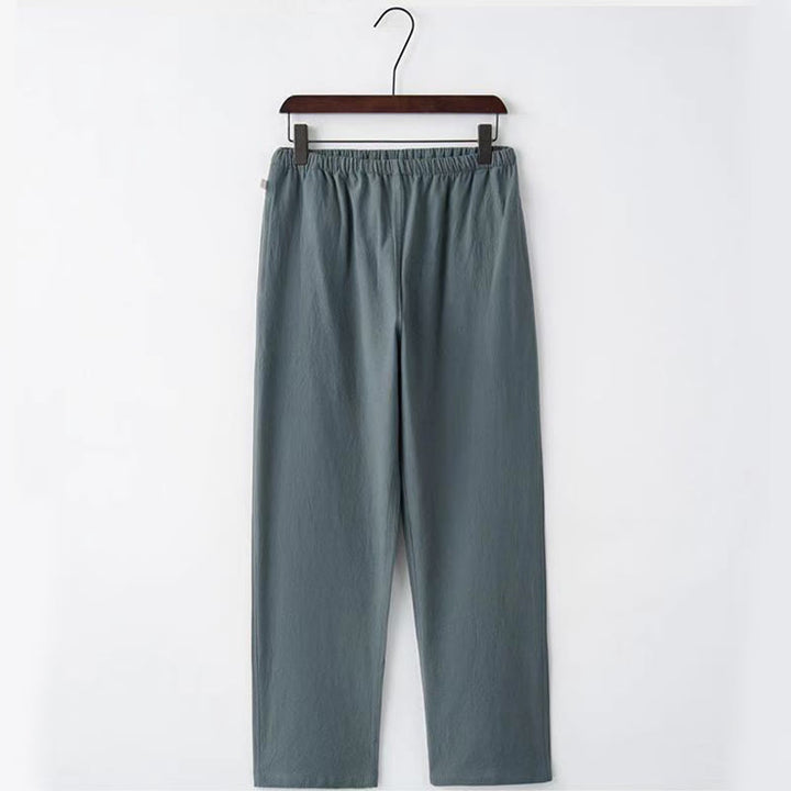 Buddha Stones 2Pcs Tang Suit Traditional Frog-Button Uniform Long Sleeve Shirt Pants Men's Set - image 9