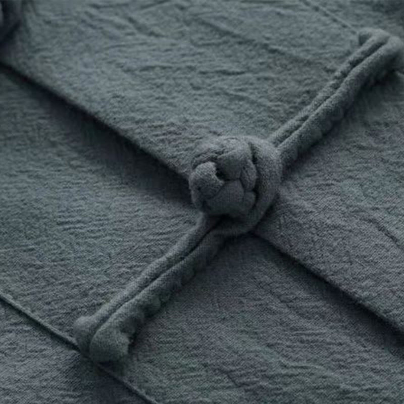 Buddha Stones 2Pcs Tang Suit Traditional Frog-Button Uniform Long Sleeve Shirt Pants Men's Set - image 8