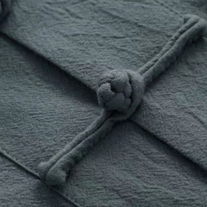 Buddha Stones 2Pcs Tang Suit Traditional Frog-Button Uniform Long Sleeve Shirt Pants Men's Set - image 8