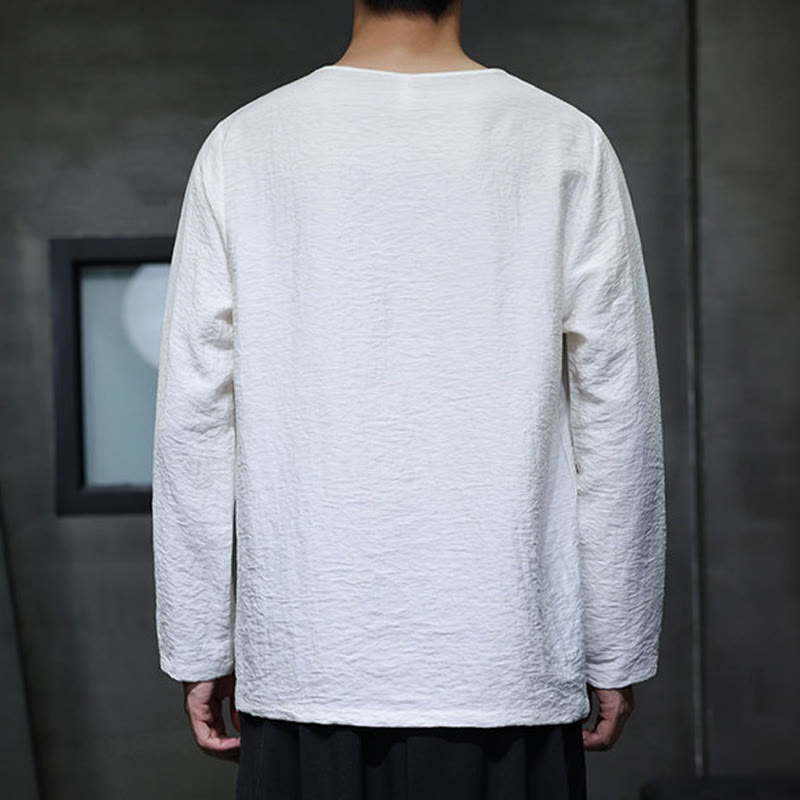 Buddha Stones Fall Solid Round Neck Long Sleeve T-Shirt Cotton Men Clothing - image 9