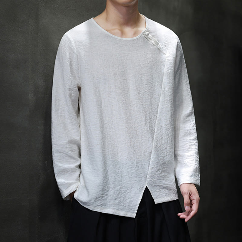 Buddha Stones Fall Solid Round Neck Long Sleeve T-Shirt Cotton Men Clothing - image 20