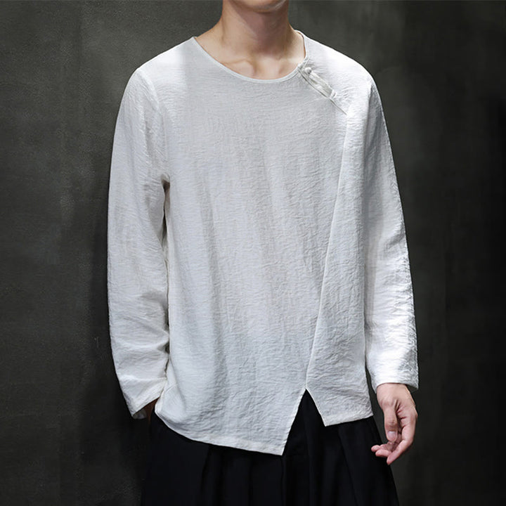 Buddha Stones Fall Solid Round Neck Long Sleeve T-Shirt Cotton Men Clothing - image 20