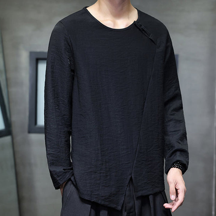 Buddha Stones Fall Solid Round Neck Long Sleeve T-Shirt Cotton Men Clothing - image 29