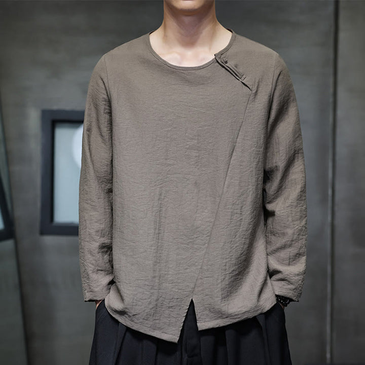 Buddha Stones Fall Solid Round Neck Long Sleeve T-Shirt Cotton Men Clothing - image 32