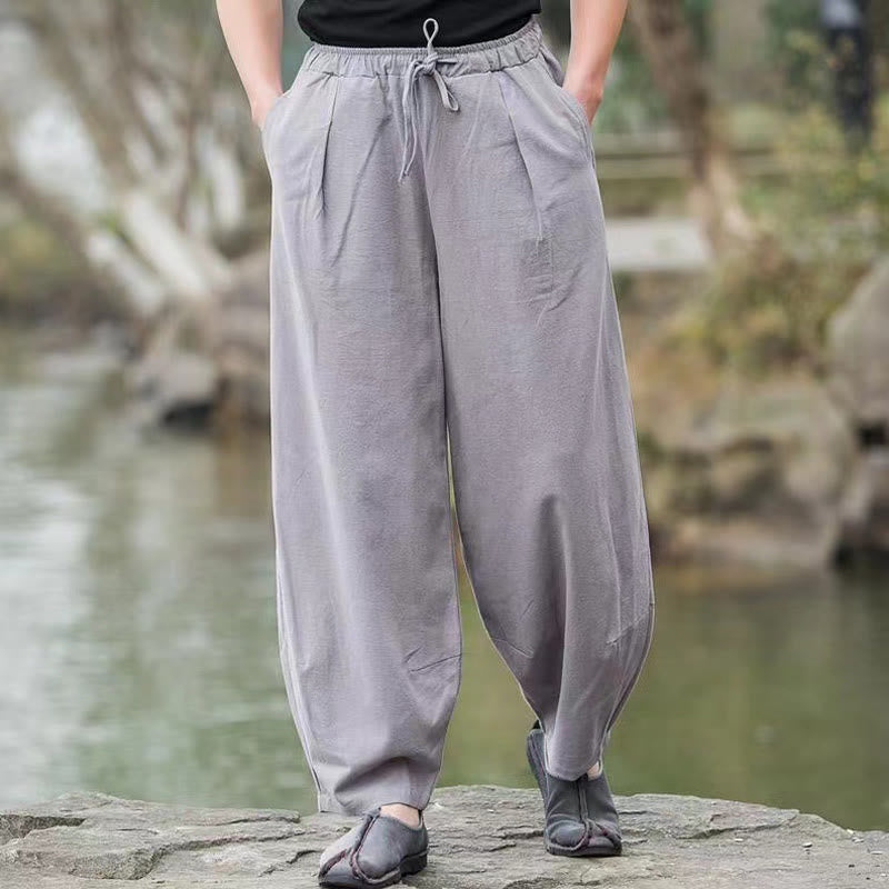 Buddha Stones Casual Simple Drawstring Men's Harem Pants With Pockets - LightGrey - US/UK/AU44，EU54 (5XL) - image 8