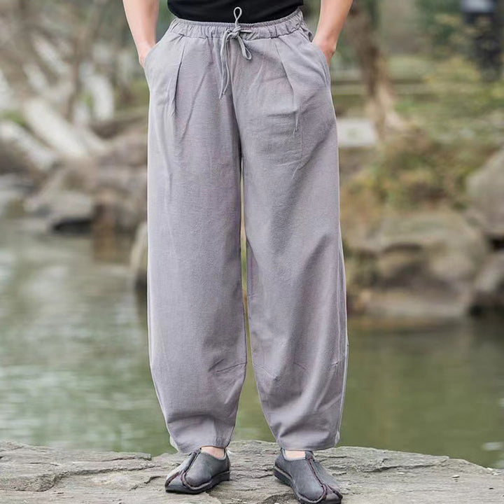 Buddha Stones Casual Simple Drawstring Men's Harem Pants With Pockets - image 9