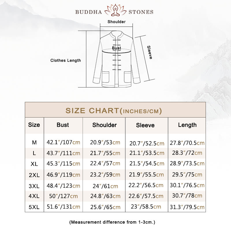 Buddha Stones Frog-Button Chinese Tang Suit Crane Character Long Shirt Cotton Suede Men Jacket Clothing - image 5