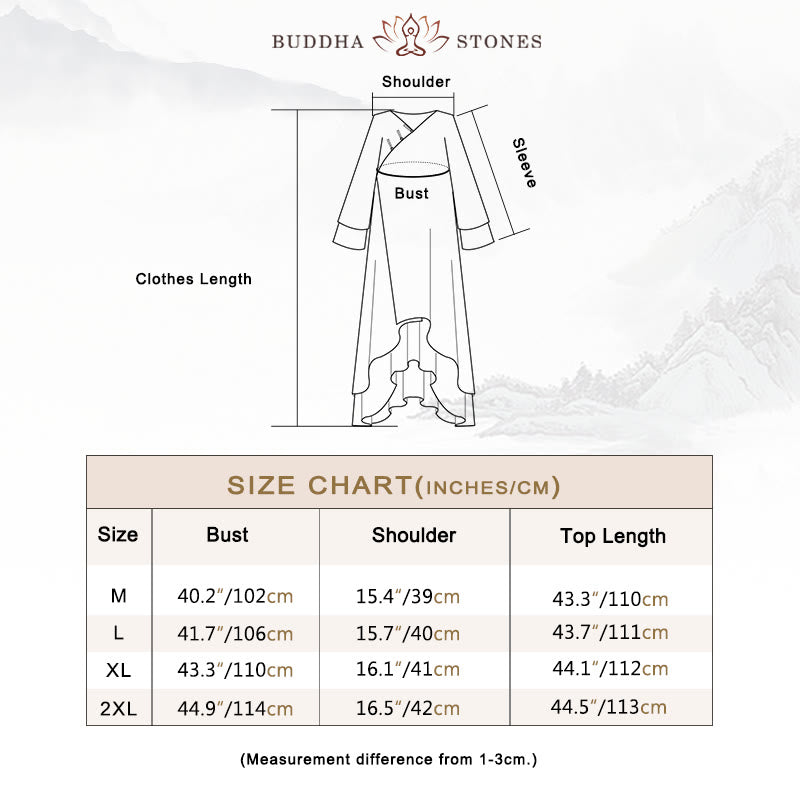 Buddha Stones V-Neck Midi Tunic Dress Wide Leg Pants Meditation Zen Practice Dance Clothing - image 5