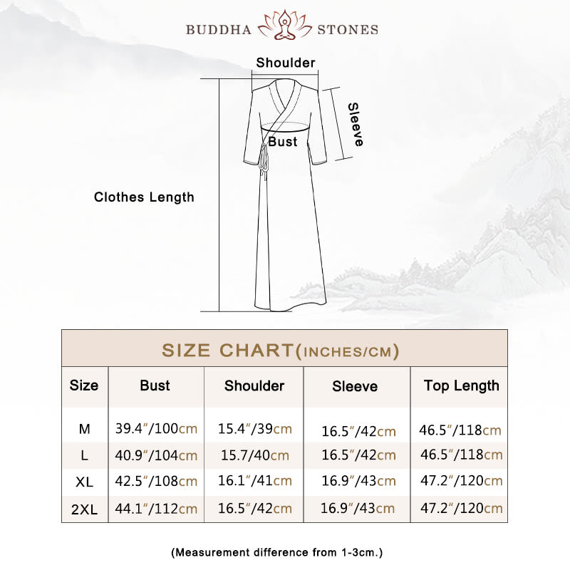 Buddha Stones Hanfu Style Midi Dress Wide Leg Pants Meditation Zen Practice Yoga Dance Clothing - image 5