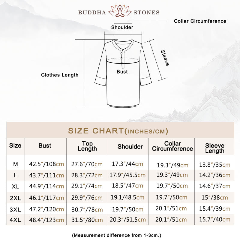 Buddha Stones Solid Color Traditional Cotton Linen Short Sleeve T-shirt Pants Clothing Men's Set - image 4