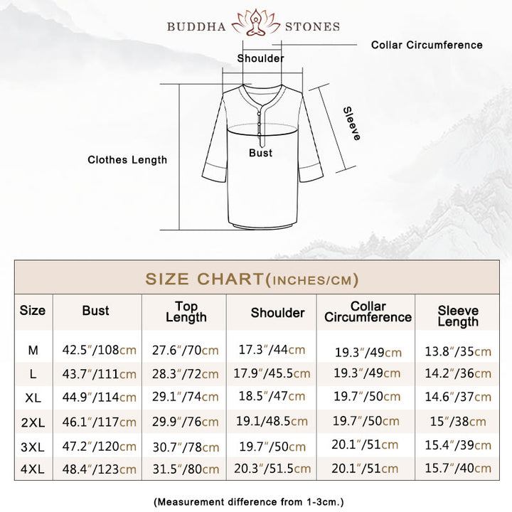 Buddha Stones Solid Color Traditional Cotton Linen Short Sleeve T-shirt Pants Clothing Men's Set - image 4