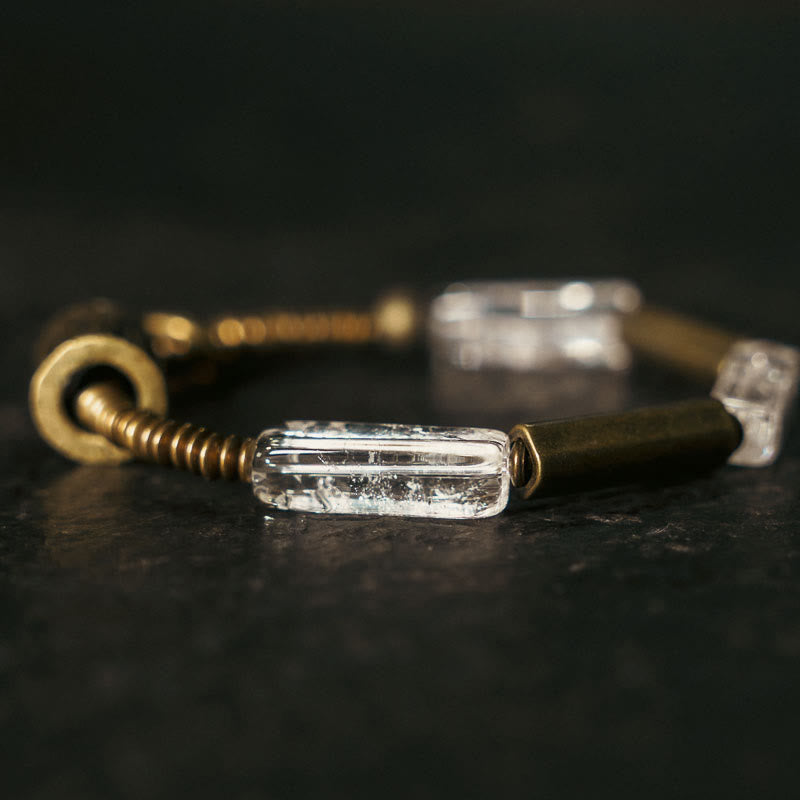 Buddha Stones Copper Square White Crystal Luck Bracelet - Copper White Crystal: (Wrist Circumference 17-17.5cm) - image 1